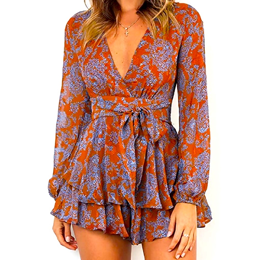 Floral mini dress romper